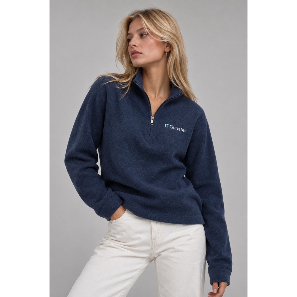 Charles River Apparel Mystic Navy Heather Quarter Zip Pullover Womens S NEW